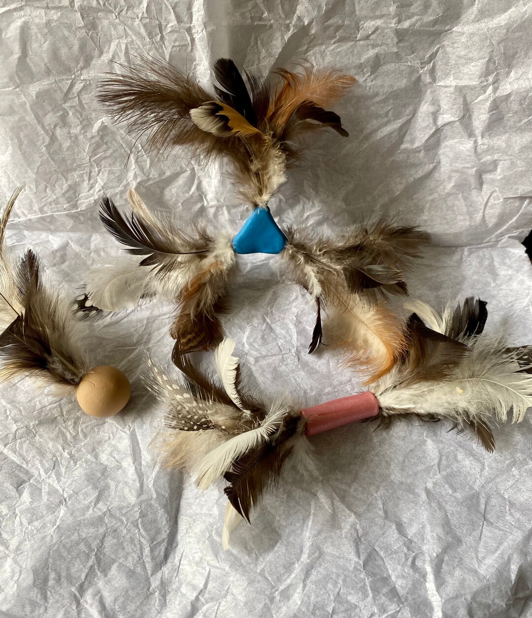Natural Feather Cat Toys 3 Piece Variety Pack Etsy