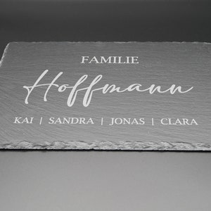 Türschild personalisiert Familie mit Gravur der Namen und des Nachnamen Namensschild Familie Türschild Haustür Schiefer 30x20cm Bild 3