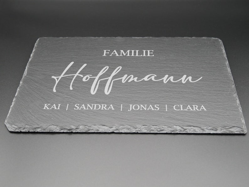 Türschild personalisiert Familie mit Gravur der Namen und des Nachnamen Namensschild Familie Türschild Haustür Schiefer 30x20cm Bild 3