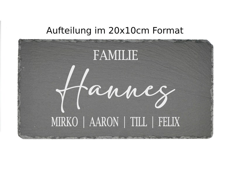 Türschild personalisiert Familie mit Gravur der Namen und des Nachnamen Namensschild Familie Türschild Haustür Schiefer 30x20cm Bild 6