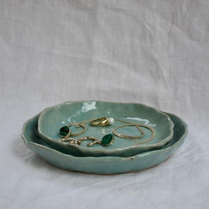 Handmade trinket dish with turquoise glaze