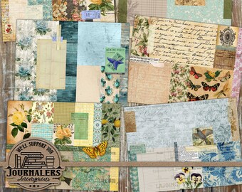 Shabby Chic Junk Journal Kit: Spring Collage Paper (Digital Download)
