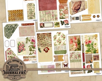 Mini Junk Journal Kit: Vintage Ephemera, Collage Sheets (Digital Download)