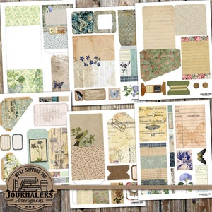 botanical junk journal digital kit, floral printable journal pages, herbal collage sheet, scrapbook paper kit, nature Collage Set 6
