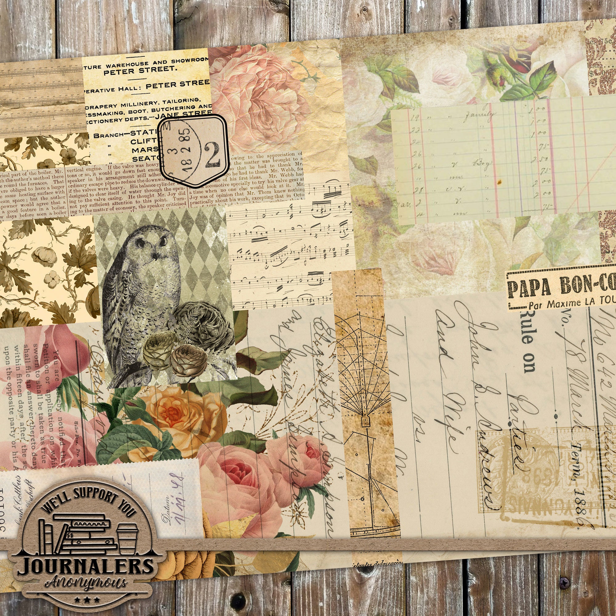 Printable Junk Journal Paper: Vintage Ephemera Collage Set (PDF & JPG ...
