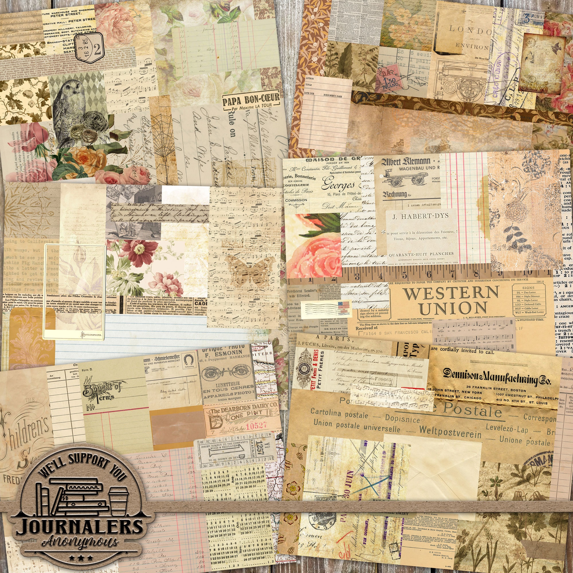 Printable Junk Journal Paper: Vintage Ephemera Collage Set (PDF & JPG ...
