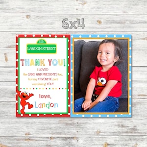 6x4 Kids’ Thank You Card (w/ Photo), Sesame Birthday | Sesame Thank You | Photo Thank You Card | 1st Birthday |  Digital Thank You Cards