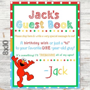8x10 Red Monster Guest Book Sign | Sesame Birthday | Red Monster Guest Book Sign | Sesame Party Sign