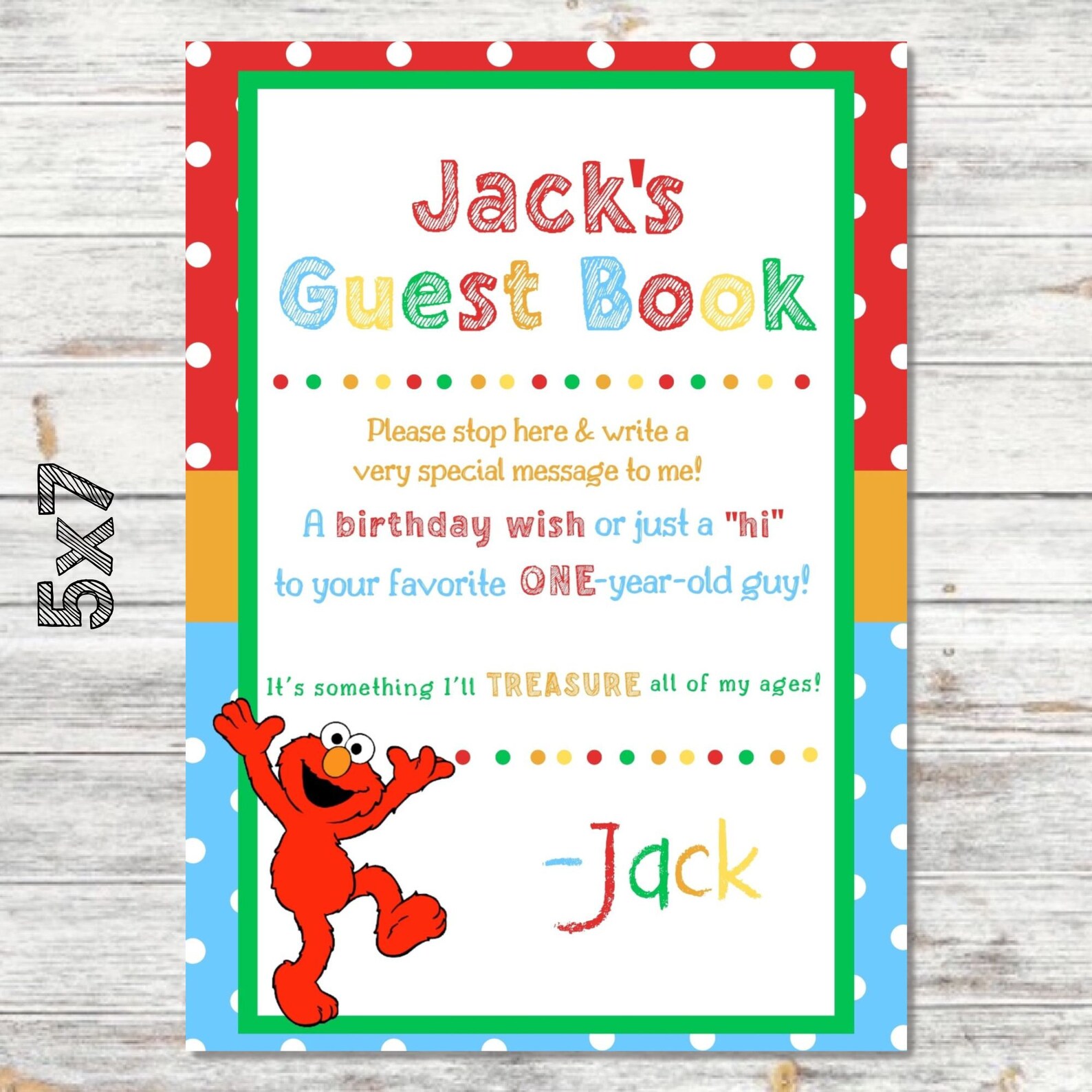 5x7 Red Monster Guest Book Sign Sesame Birthday Red - Etsy