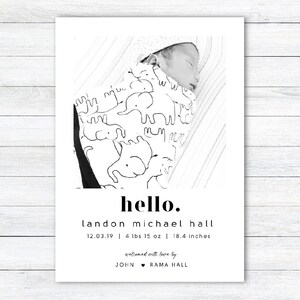 Black & White Simple Birth Announcement Photo Card | Birth Announcement | Photo Birth Announcement | New Baby | Minimalistic | Hello World