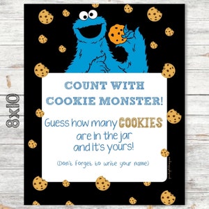 8x10 Counting Cookies Game Sign |  How Many Cookies | 1st Birthday | Party Game Sign | Cookie Monster