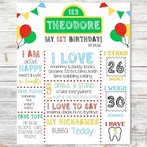 White Sesame Milestone Board | Milestone Board | 1st Birthday Milestone Board | Sesame Birthday | Party Sign | Baby Milestones | Printable