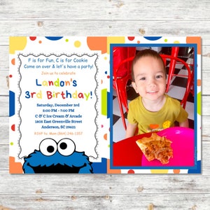 Cookie Monster Digital Birthday Invitation (w/ Photo) | 1st Birthday Invitation | Sesame Birthday | Photo Invitation | Kids’ Evite