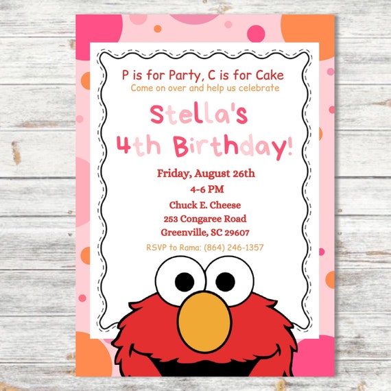 Pink Digital Birthday Invitation Sesame Birthday Kids Invitation 1st  Birthday Invitation Girl Birthday Elmo Invitation - Etsy Denmark