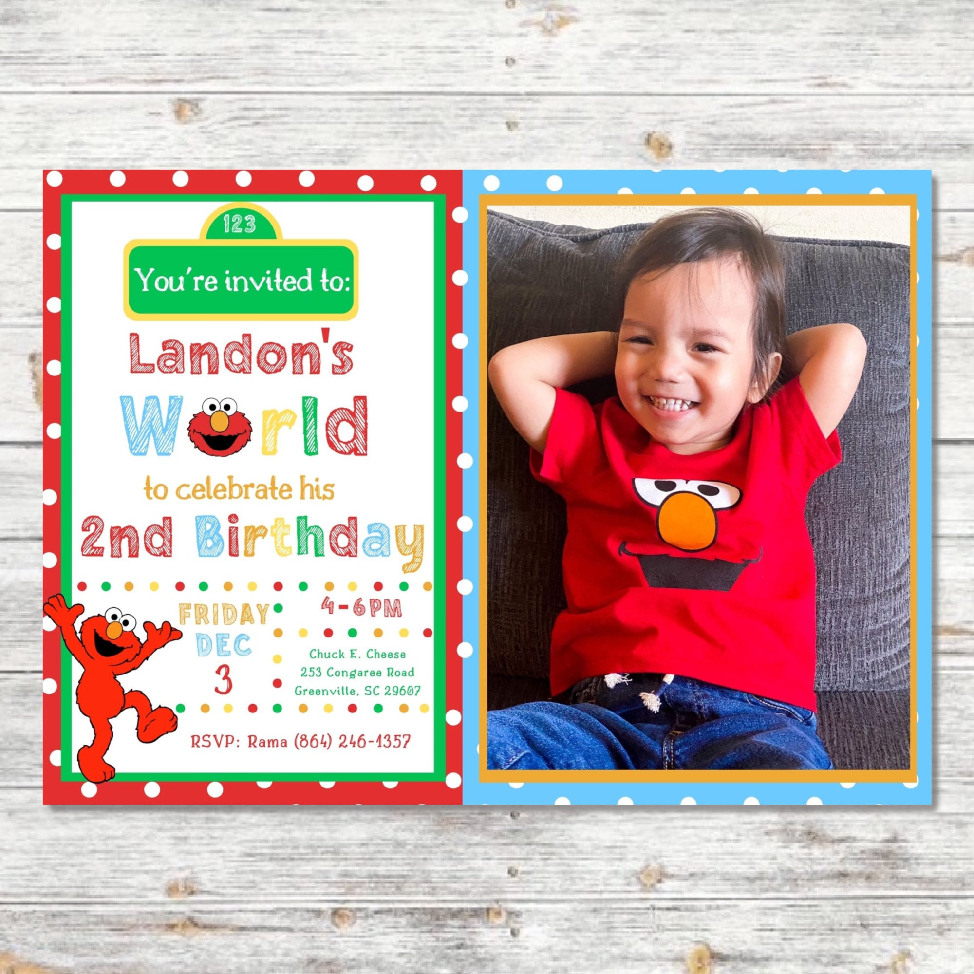 Elmo 2nd Birthday Invitation With Quotes Elmo Invitations Etsy UK
