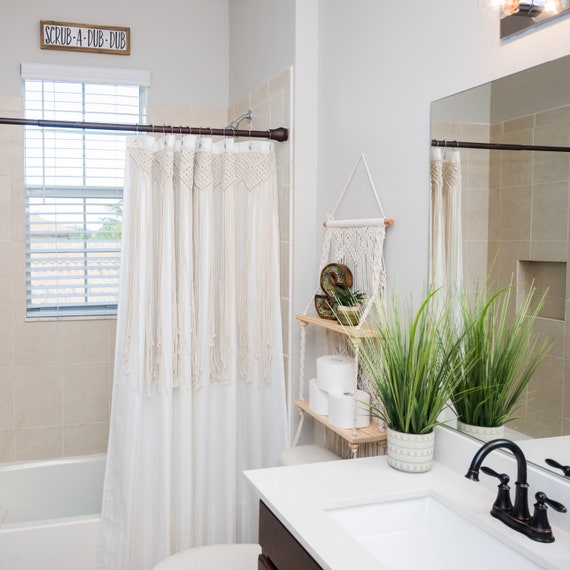 Macrame on sale shower curtain