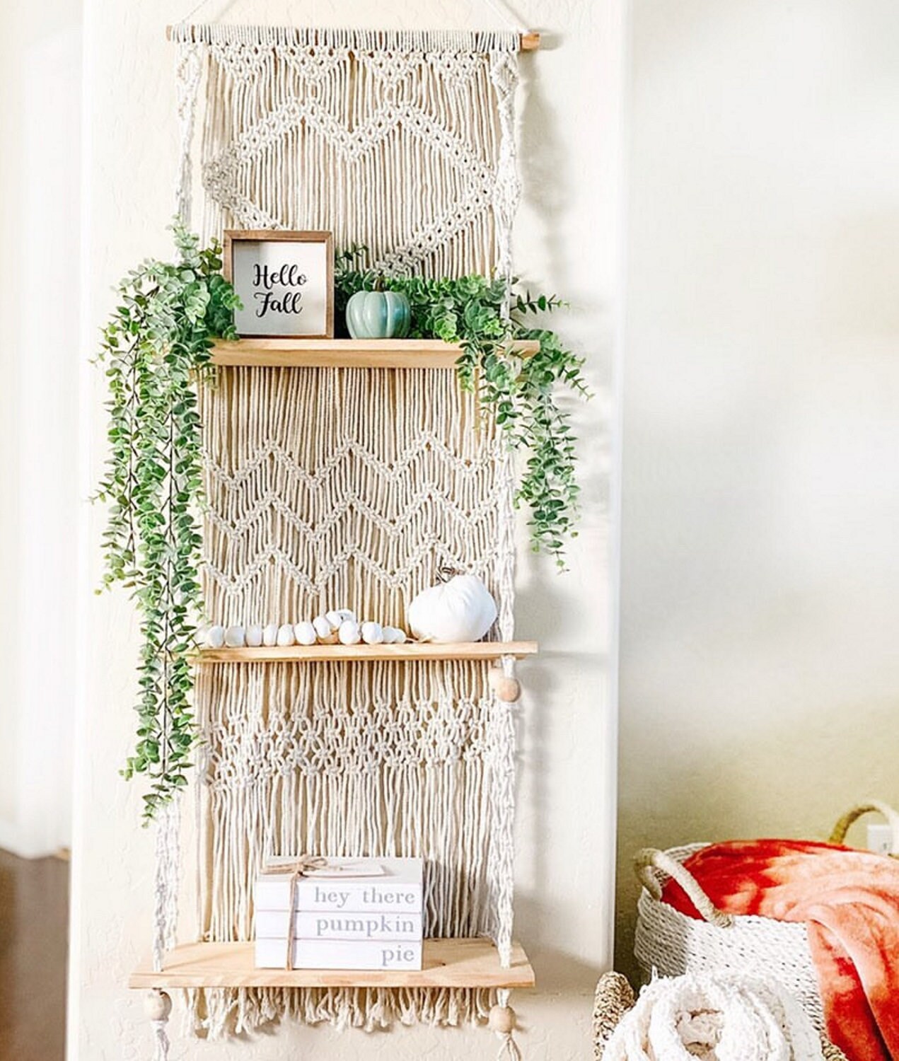 Macrame Wall Hanging Shelf 3 Tier Wall Shelves With Handmade - Etsy