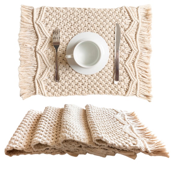 Macrame Placemats Set of 4 Handmade Cotton Woven Boho Etsy