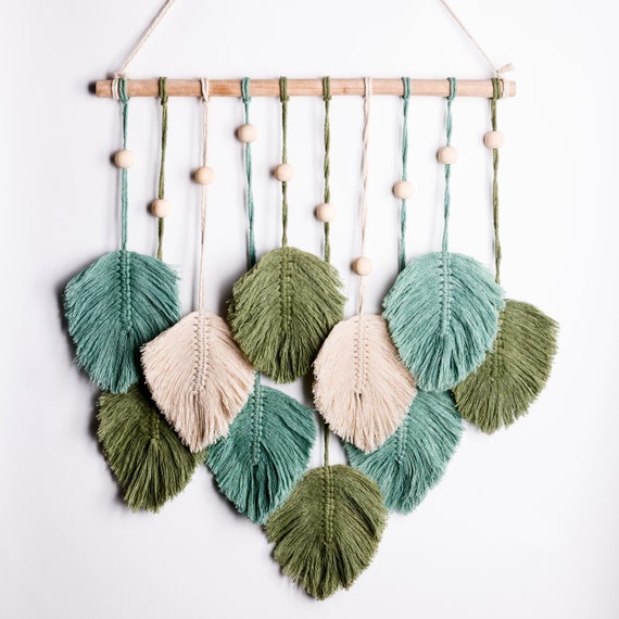 Rope woven leaf wall decor sale