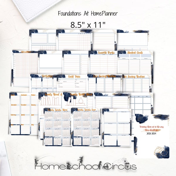 Foundations at home planner for two children printable pdf 2023-2024