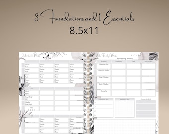 Foundations/Essentials-Classical Conversations printable planner for multiple children Black, White and Elegant