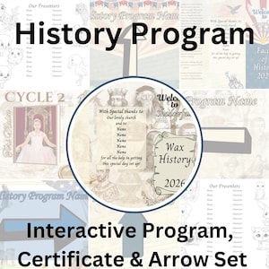 Editable History Certificate and Program Canva Template Set, Instant Download Printable Student Biography Presentation Keepsake