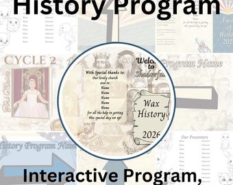Editable History Certificate and Program Canva Template Set, Instant Download Printable Student Biography Presentation Keepsake