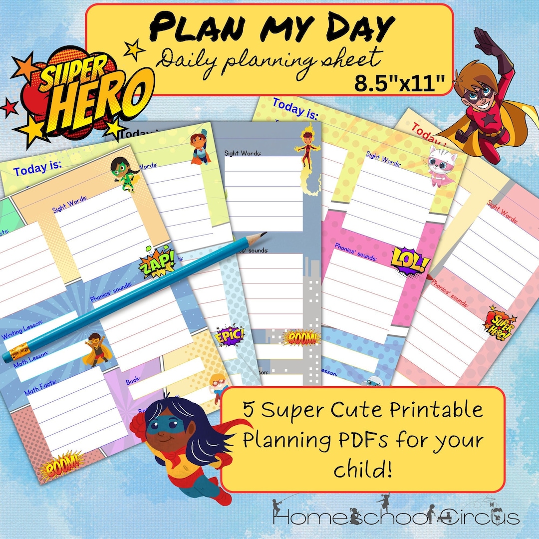 Printable Plan My Day Printable Planning Sheets for Early Elementary
