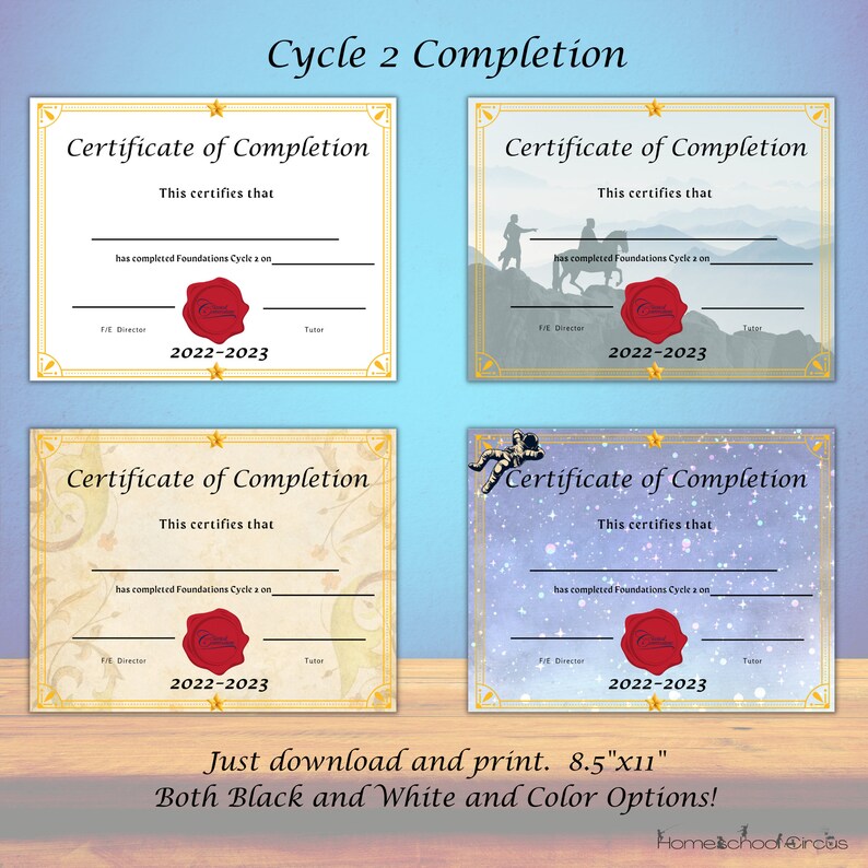 End of Year Certificates Foundations, Essentials, Faces of History