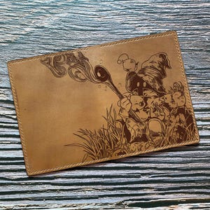 Portefeuille passeport fait main en cuir personnalisé, portefeuille en cuir Final Fantasy, portefeuille Vivi Black Mage, cadeau FF en cuir gravé pour garçon