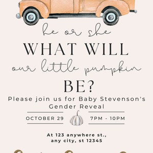 Gender Reveal; Pumpkin Theme; Digital Download