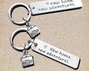 Personalized New Home Keychain, Housewarming Gift, Couples Home Gift, New Home, New Adventures New Memories, Home sweet home keychain,