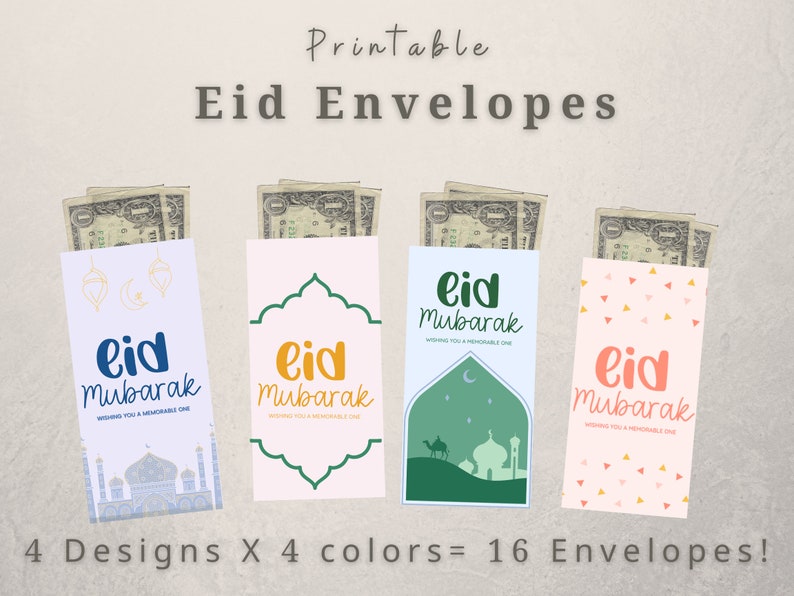 Printable Eid Money Envelopes Set of 16 Etsy