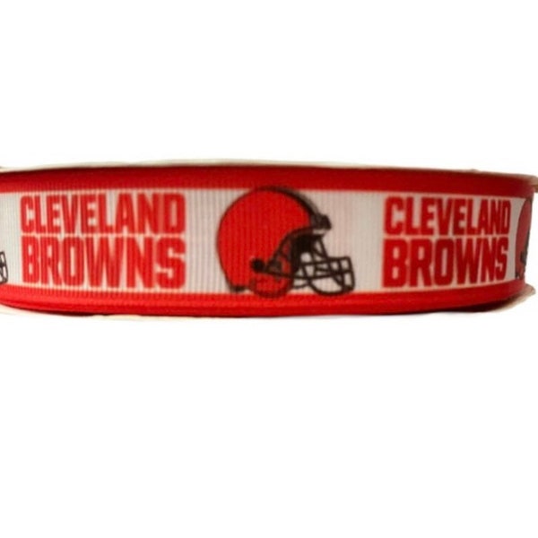 Browns Inspired sports team 7/8” grosgrain ribbon. Cleveland inspired grosgrain ribbon. DIY craft supply ribbon by the yard.