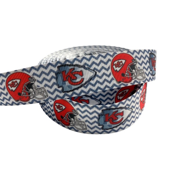 Kansas City  Inspired sports team 7/8” grosgrain ribbon. Chiefs inspired grosgrain ribbon. DIY craft supply ribbon.