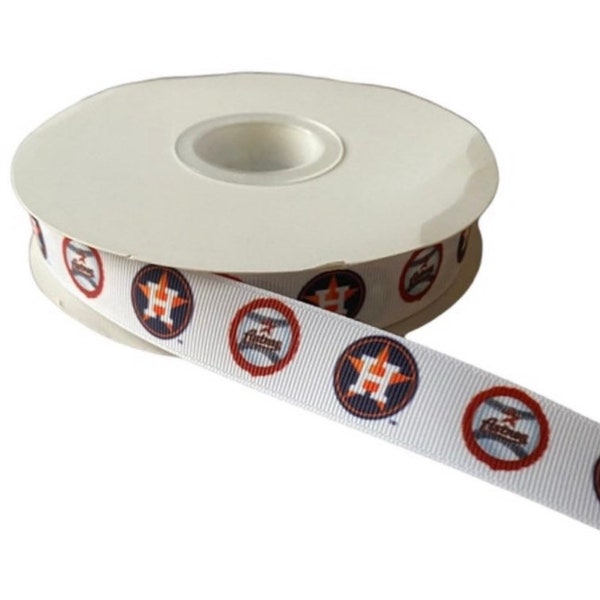 Astros- baseball Inspired sports team 7/8” grosgrain ribbon. Houston inspired grosgrain ribbon. DIY craft supply ribbon by the yard