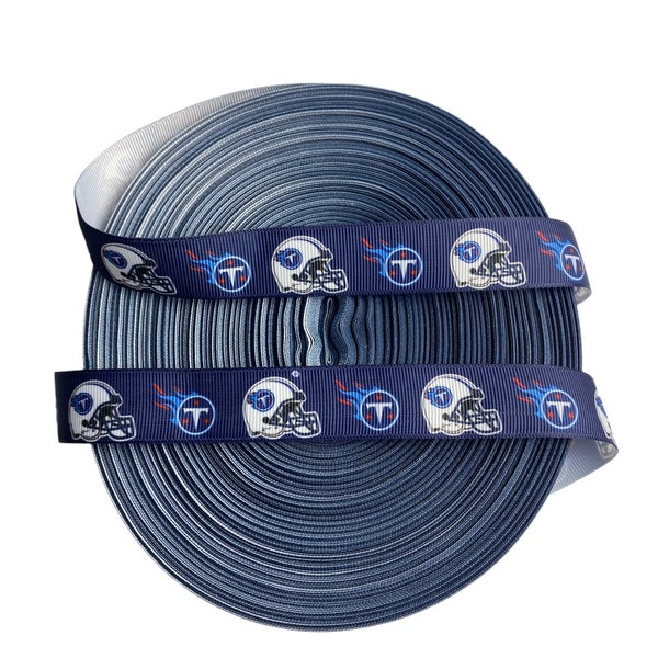 Titans Inspired sports team 7/8” grosgrain ribbon. Tennessee inspired grosgrain ribbon. DIY craft supply ribbon.