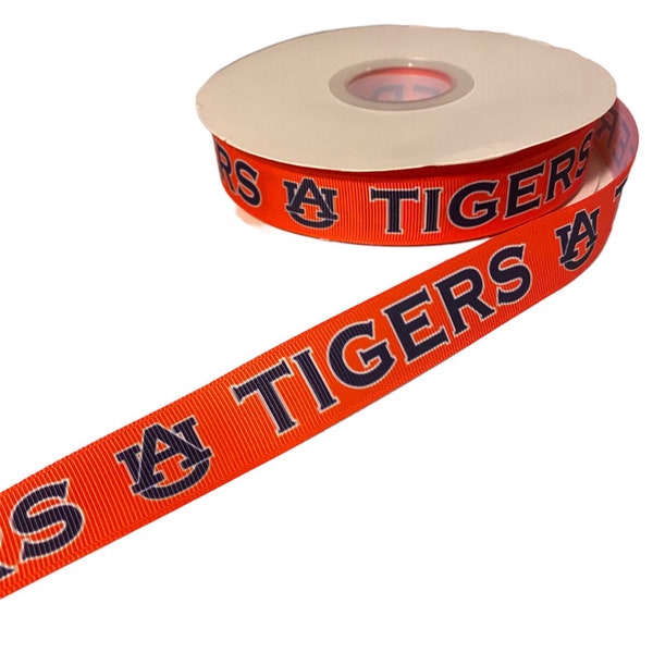 Auburn-college Inspired sports team 7/8” grosgrain ribbon. Tigers inspired grosgrain ribbon. DIY craft ribbon. Ribbon by the yard.