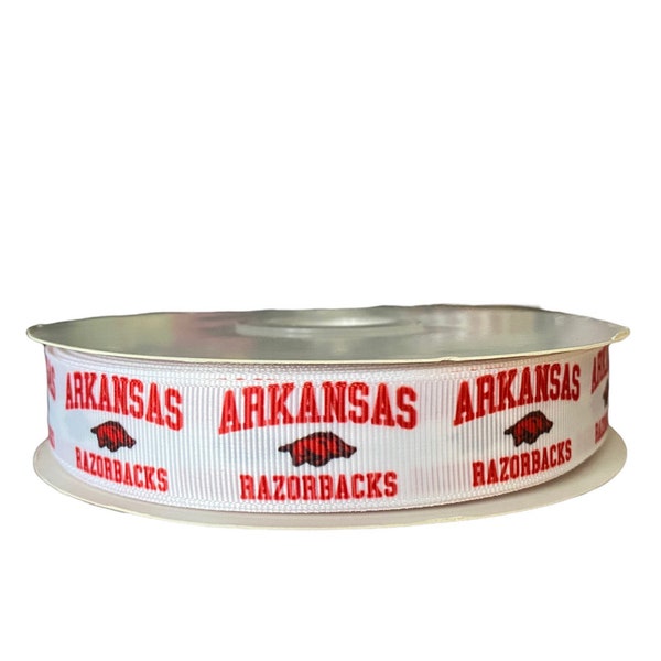 Razorbacks-college Inspired sports team 7/8” grosgrain ribbon. Arkansas inspired grosgrain ribbon. DIY craft ribbon.