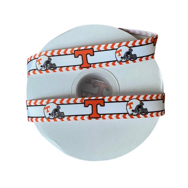 Vols Inspired sports team 7/8” grosgrain ribbon. Tennessee inspired grosgrain ribbon. DIY craft supply ribbon.