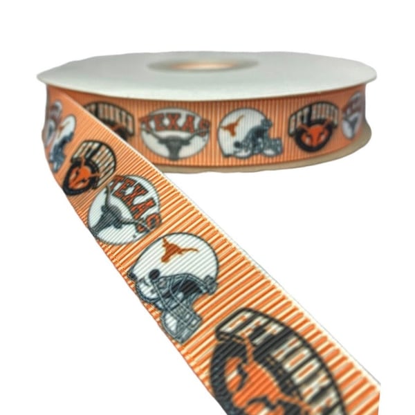 Texas Inspired sports team 7/8” grosgrain ribbon. Ribbon by the yard. DIY craft supply ribbon.