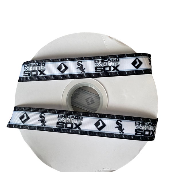 White Sox- baseball Inspired sports team 7/8” grosgrain ribbon. Chicago inspired grosgrain ribbon. DIY craft supply