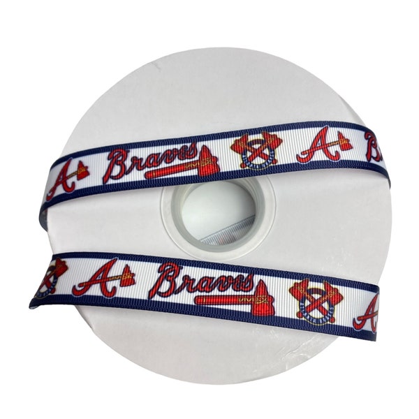 Atlanta- baseball Inspired sports team 7/8” grosgrain ribbon.Braves inspired grosgrain ribbon. DIY craft supply by the yard.