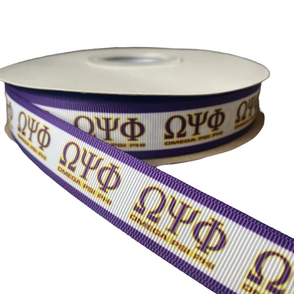 7/8” grosgrain ribbon. Omega Psi Phi inspired grosgrain ribbon. DIY craft supply. Greek Fraternity inspired ribbon. Ribbon by the yard