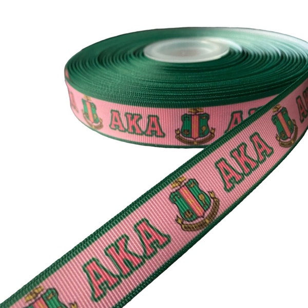 7/8” grosgrain ribbon. AKA inspired grosgrain ribbon. DIY craft supply. Greek sorority inspired ribbon by the yard