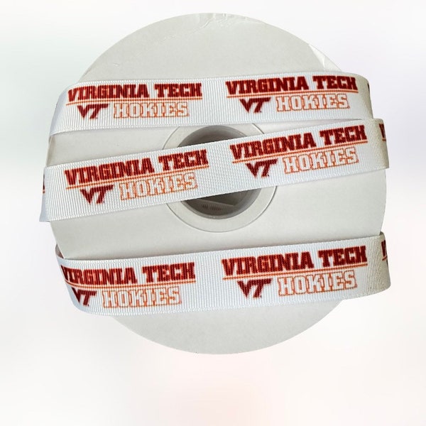 Virginia-college Inspired sports team 7/8” grosgrain ribbon. Hokies inspired grosgrain ribbon. DIY craft ribbon.