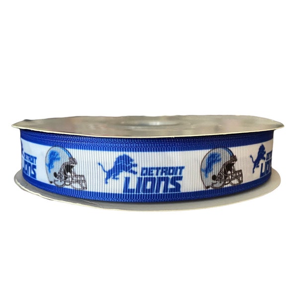 Lions Inspired sports team 7/8” grosgrain ribbon. Detroit inspired grosgrain ribbon. DIY craft supply ribbon by the yard.