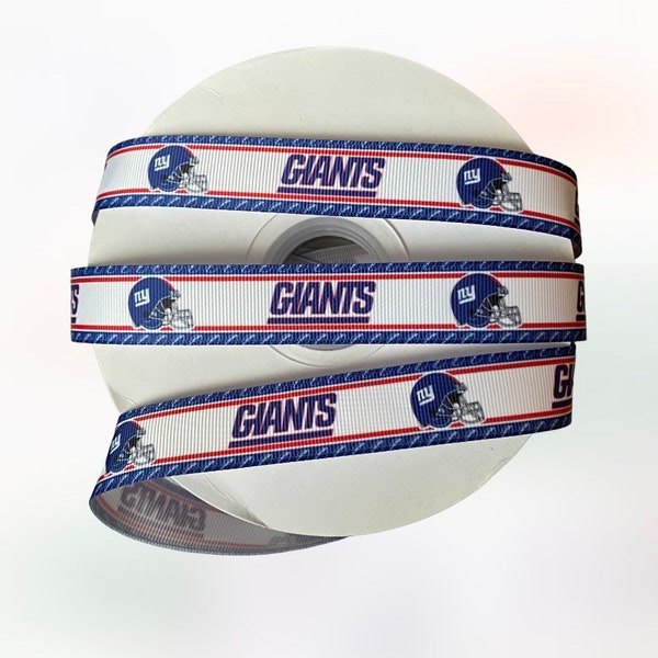 Giants Inspired sports team 7/8” grosgrain ribbon. NY inspired grosgrain ribbon. Hairbow ribbon. DIY craft supply ribbon.