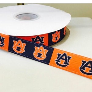 Auburn-college Inspired sports team 7/8” grosgrain ribbon. Tigers inspired grosgrain ribbon. DIY craft ribbon by the yard