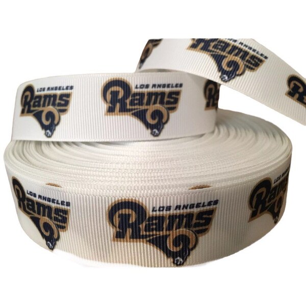 Rams Inspired sports team 7/8” grosgrain ribbon. LA inspired grosgrain ribbon. DIY craft supply ribbon.